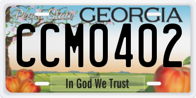 GA license plate CCM0402