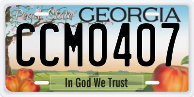 GA license plate CCM0407