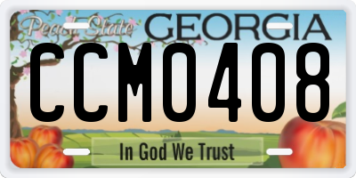 GA license plate CCM0408