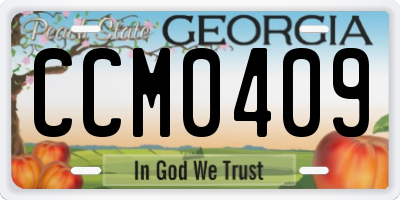 GA license plate CCM0409