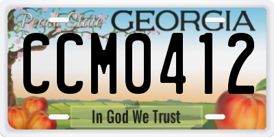 GA license plate CCM0412