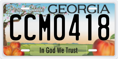 GA license plate CCM0418
