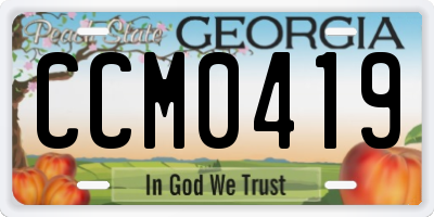GA license plate CCM0419