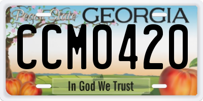 GA license plate CCM0420