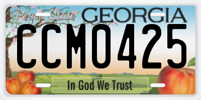 GA license plate CCM0425