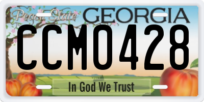 GA license plate CCM0428