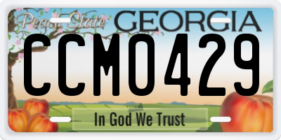 GA license plate CCM0429