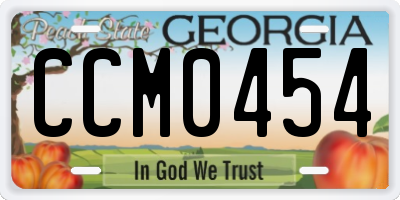 GA license plate CCM0454