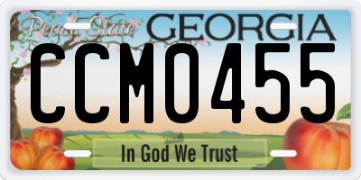 GA license plate CCM0455