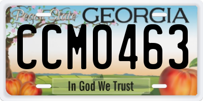 GA license plate CCM0463