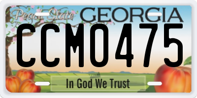 GA license plate CCM0475