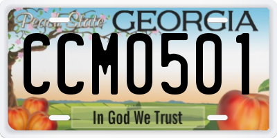 GA license plate CCM0501