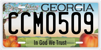 GA license plate CCM0509