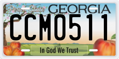 GA license plate CCM0511