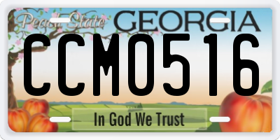 GA license plate CCM0516