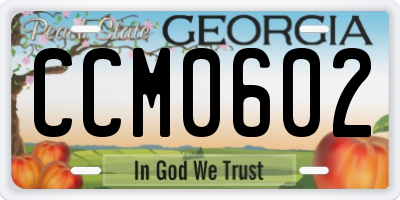 GA license plate CCM0602