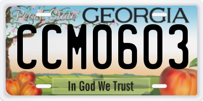 GA license plate CCM0603