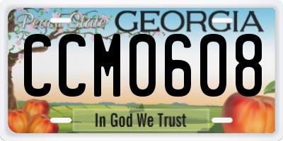 GA license plate CCM0608