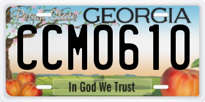 GA license plate CCM0610
