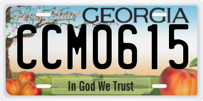 GA license plate CCM0615