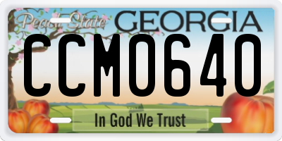 GA license plate CCM0640