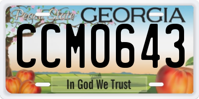 GA license plate CCM0643