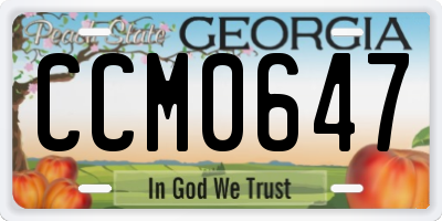 GA license plate CCM0647