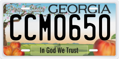 GA license plate CCM0650