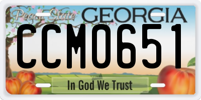 GA license plate CCM0651
