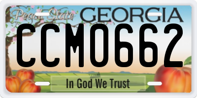 GA license plate CCM0662