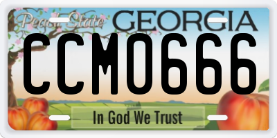 GA license plate CCM0666