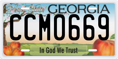 GA license plate CCM0669