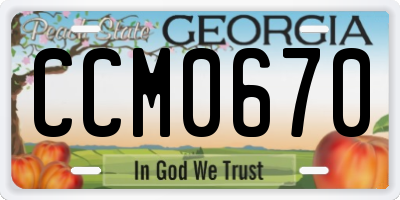 GA license plate CCM0670