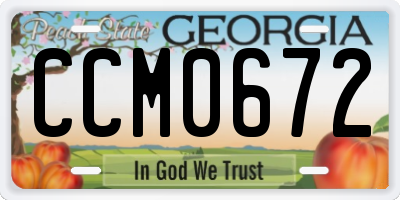 GA license plate CCM0672