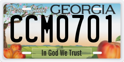 GA license plate CCM0701