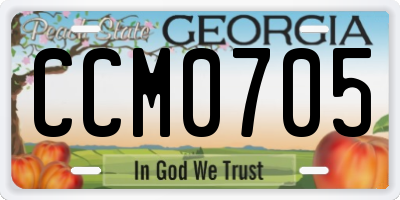 GA license plate CCM0705