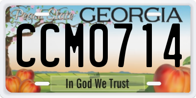 GA license plate CCM0714