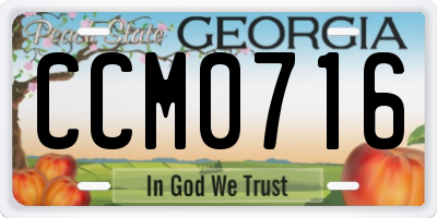 GA license plate CCM0716