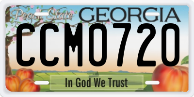 GA license plate CCM0720