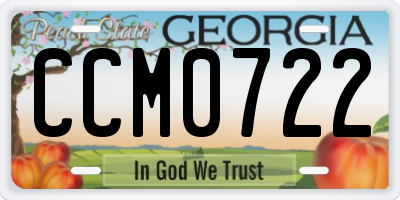 GA license plate CCM0722