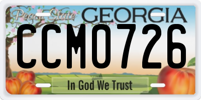 GA license plate CCM0726