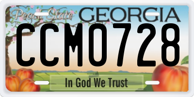 GA license plate CCM0728