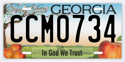 GA license plate CCM0734