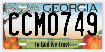 GA license plate CCM0749