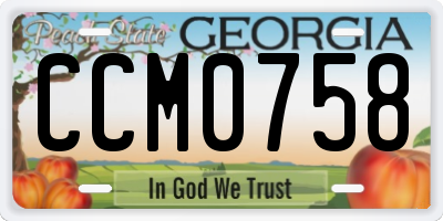 GA license plate CCM0758