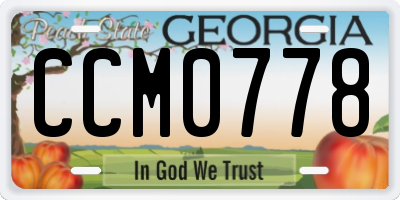 GA license plate CCM0778