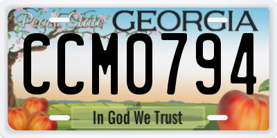 GA license plate CCM0794