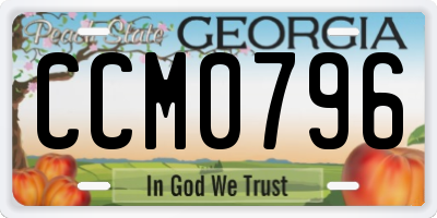 GA license plate CCM0796