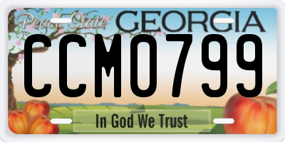 GA license plate CCM0799