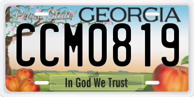 GA license plate CCM0819